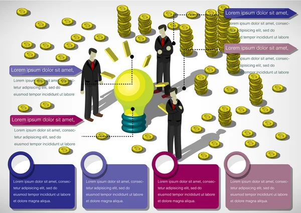 Ilustración del concepto de equipo de dinero gráfico de info — Vector de stock