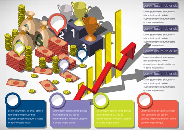 Ilustração do conceito de equipamento de dinheiro gráfico info —  Vetores de Stock