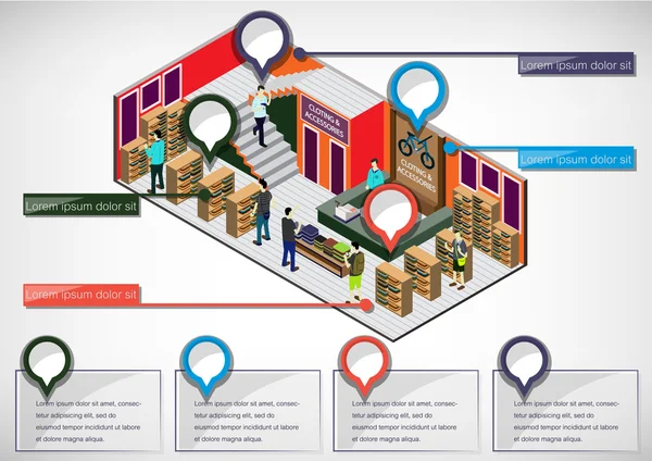 Illustrasjon av konseptet med infografisk innvendig rom – stockvektor