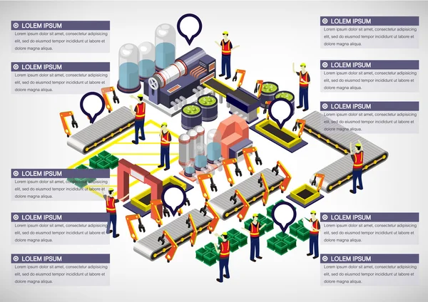 Ilustracja informacji graficzny fabryka sprzętu koncepcji — Wektor stockowy