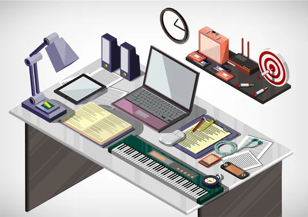 Ilustración del concepto de oficina interior gráfico de info — Vector de stock