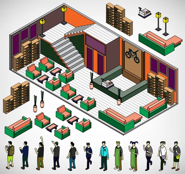 Illustration du concept infographique de salle intérieure — Image vectorielle
