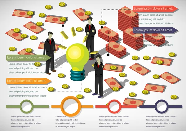 Ilustración del concepto de equipo de dinero gráfico de info — Vector de stock
