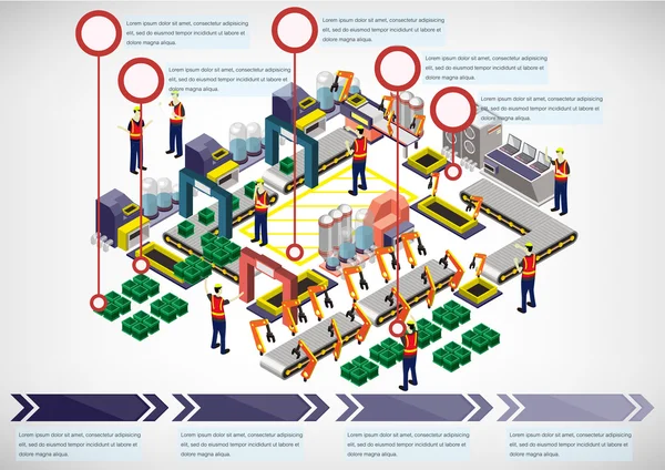 情報グラフィック工場装置概念図 — ストックベクタ