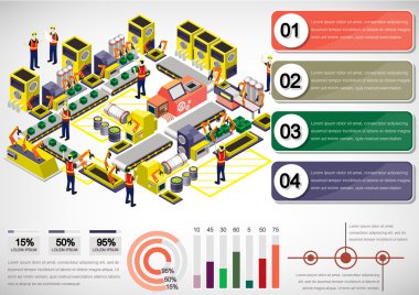 bilgi grafik fabrika ekipmanları kavramı çizimi