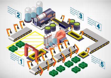 bilgi grafik fabrika ekipmanları kavramı çizimi