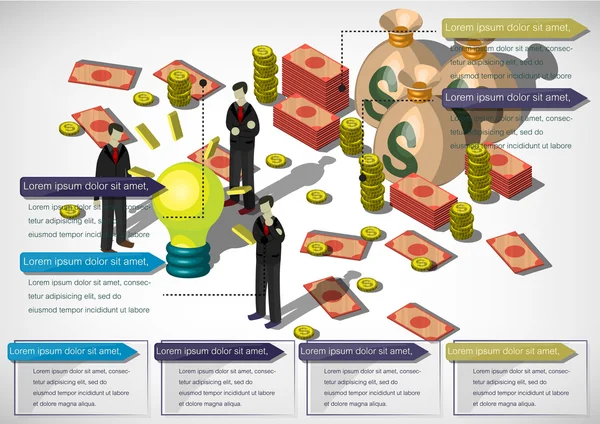 Ilustración del concepto de equipo de dinero gráfico de info — Vector de stock