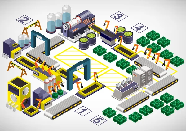 Illustration of info graphic factory equipment concept — Stock Vector