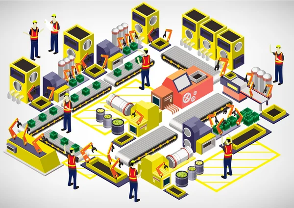 Illustration of info graphic factory equipment concept — Stock Vector