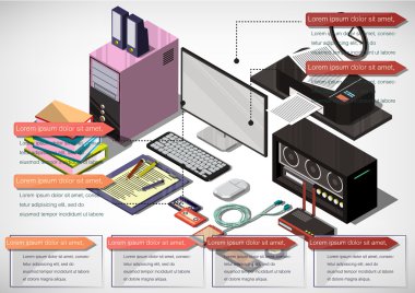 bilgi grafik iç ofis kavramı çizimi