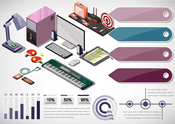 Ilustração de informações gráfico conceito de escritório interior —  Vetores de Stock