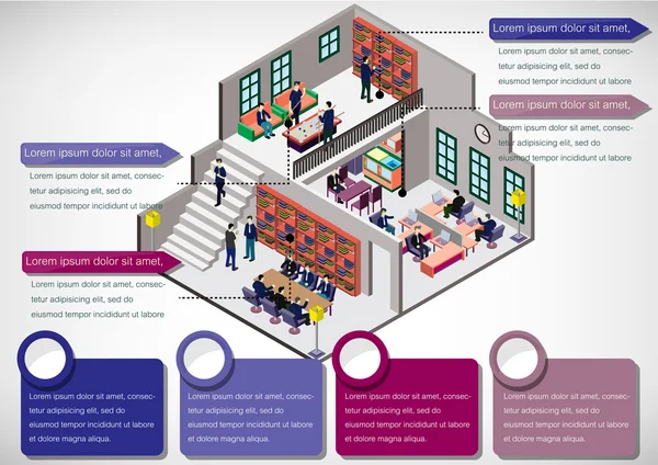 ภาพประกอบของแนวคิดห้องภายในกราฟิกข้อมูล — ภาพเวกเตอร์สต็อก