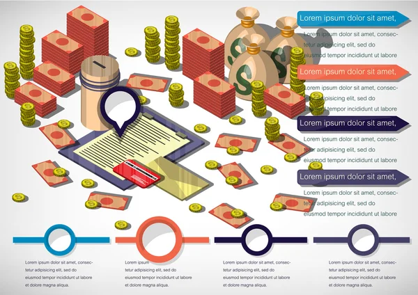 Απεικόνιση της έννοιας εξοπλισμός γραφικών χρήματα πληροφορίες — Διανυσματικό Αρχείο