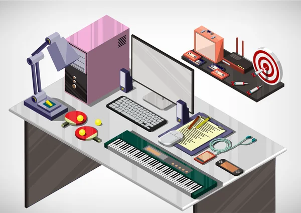 Ilustrasi dari info grafis konsep kantor interior - Stok Vektor