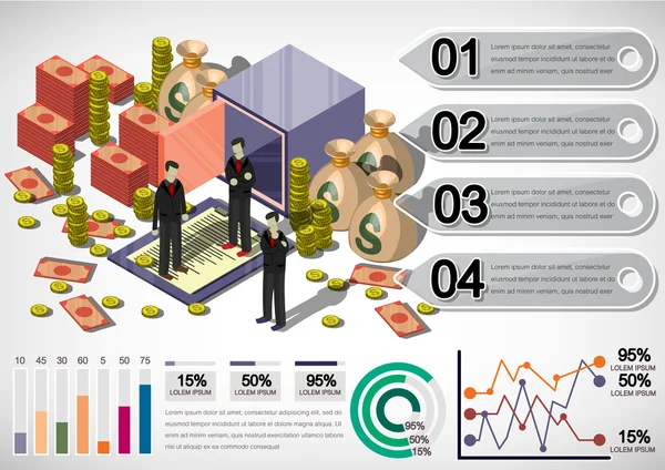 Ilustración del concepto de equipo de dinero gráfico de info — Vector de stock