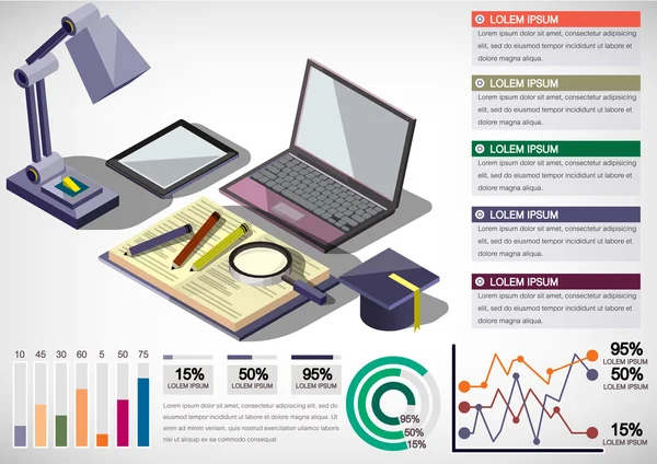 Ilustración del concepto de educación infográfica — Vector de stock