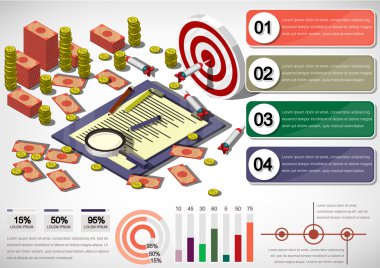 bilgi grafik para ekipman kavramı çizimi