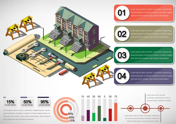 Abbildung der Info Grafik Hausstrukturkonzept — Stockvektor