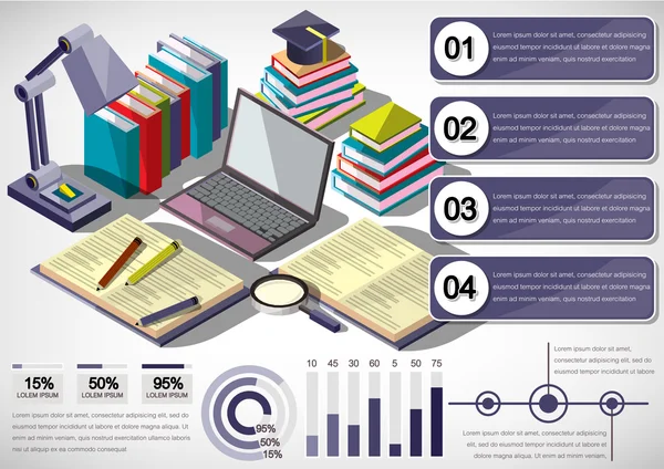 Ilustração do conceito de educação infográfica —  Vetores de Stock