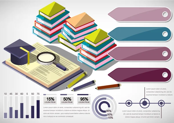 Ilustração do conceito de educação infográfica —  Vetores de Stock
