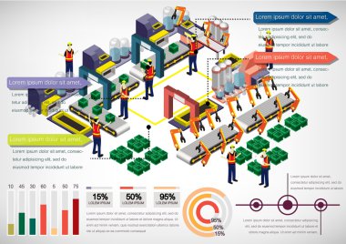 bilgi grafik fabrika ekipmanları kavramı çizimi