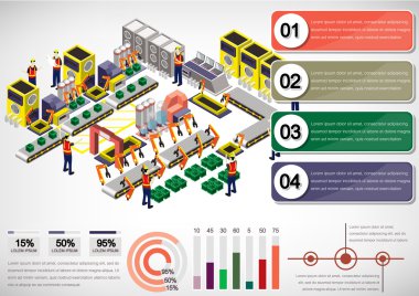 bilgi grafik fabrika ekipmanları kavramı çizimi
