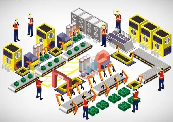 Иллюстрация концепции информационно-графического оборудования завода — стоковый вектор