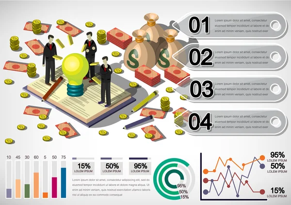 Ilustração do conceito de equipamento de dinheiro gráfico info —  Vetores de Stock