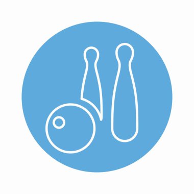 Bowling 'in Vektör Grafiği - Mavi Monokrom Biçimi - ana hatlı biçim tasarımı. Web sitesi tasarımları için vektör grafik çizimi. Düzenlenebilir felç