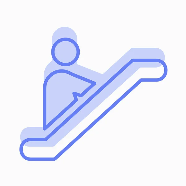 Escalator Twins Style Editable Stroke Line Icon Vector Symbol Editable — Stock Vector