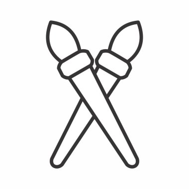 Fırça Çifti Simge Vektörü - Satır Biçimi - basit illüstrasyon. Düzenlenebilir felç. Tasarım şablonu vektörü. Tasarım biçimi tasarımı. Vektör grafik illüstrasyonu