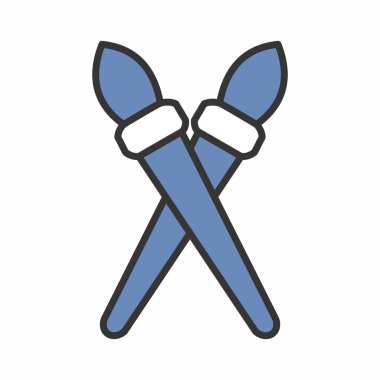 Fırça Çifti Simge Vektörü - Koyu Mavi Tarz - basit illüstrasyon. Düzenlenebilir felç. Tasarım şablonu vektörü. Tasarım biçimi tasarımı. Vektör grafik illüstrasyonu