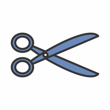 Makasların Simge Vektörü - Koyu Mavi Biçim - basit illüstrasyon. Düzenlenebilir felç. Tasarım şablonu vektörü. Tasarım biçimi tasarımı. Vektör grafik illüstrasyonu