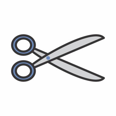 Makasların Simge Vektörü - Sarı Ay Biçimi - basit illüstrasyon. Düzenlenebilir felç. Tasarım şablonu vektörü. Tasarım biçimi tasarımı. Vektör grafik illüstrasyonu