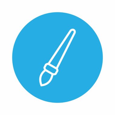 Fırça 'nın Simge Vektörü - Mavi Tek Renk Biçimi - basit illüstrasyon. Düzenlenebilir felç. Tasarım şablonu vektörü. Tasarım biçimi tasarımı. Vektör grafik illüstrasyonu