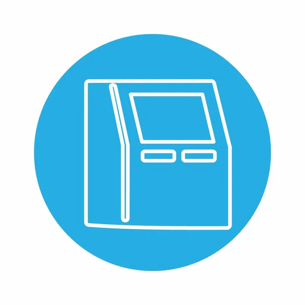 Gráfico Vectorial Del Cajero Automático Estilo Monocromo Azul Ilustración Simple — Vector de stock