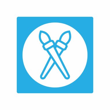 Fırça Çifti Simge Vektörü - Beyaz Ay Biçimi - basit illüstrasyon. Düzenlenebilir felç. Tasarım şablonu vektörü. Tasarım biçimi tasarımı. Vektör grafik illüstrasyonu