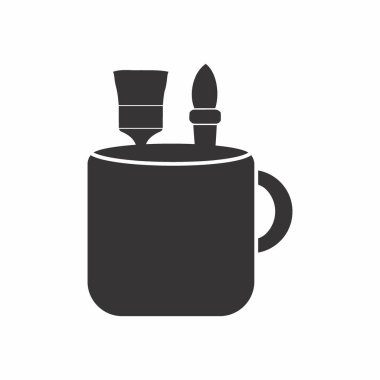 Tasarım Araçları ile Kupa Simgesi Vektörü - Siyah Biçim - basit illüstrasyon. Düzenlenebilir felç. Tasarım şablonu vektörü. Tasarım biçimi tasarımı. Vektör grafik illüstrasyonu