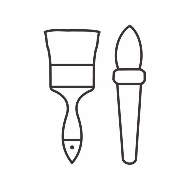 Boya Fırçalarının Simge Vektörü - Satır Biçimi - basit illüstrasyon. Düzenlenebilir felç. Tasarım şablonu vektörü. Tasarım biçimi tasarımı. Vektör grafik illüstrasyonu