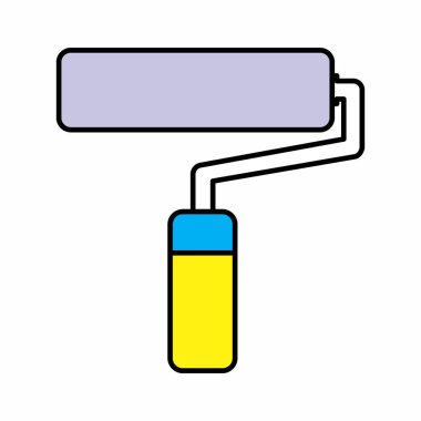 Boya Roller 'ın Simge Vektörü - Sarı Ay Biçimi - basit illüstrasyon. Düzenlenebilir felç. Tasarım şablonu vektörü. Tasarım biçimi tasarımı. Vektör grafik illüstrasyonu