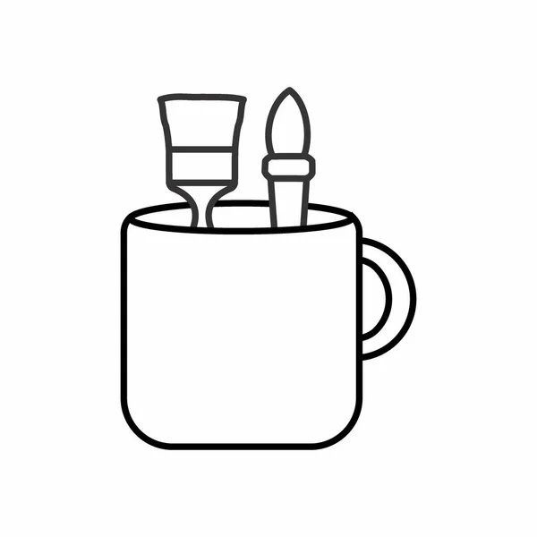 Icon Vector Mug Design Tools Linienstil Einfache Illustration Essbarer Schlaganfall — Stockvektor