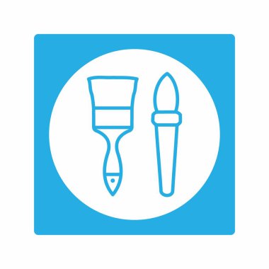 Boya Fırçalarının Simge Vektörü - Beyaz Ay Biçimi - basit bir illüstrasyon. Düzenlenebilir felç. Tasarım şablonu vektörü. Tasarım biçimi tasarımı. Vektör grafik illüstrasyonu