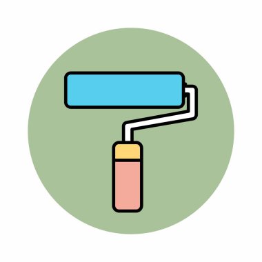 Boya Roller 'ın Simge Vektörü - Renk Eşi Biçimi - basit illüstrasyon. Düzenlenebilir felç. Tasarım şablonu vektörü. Tasarım biçimi tasarımı. Vektör grafik illüstrasyonu