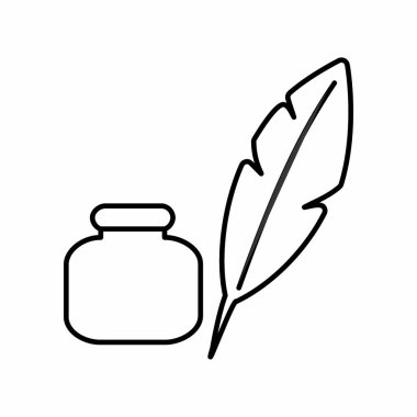 Tüy Tüy Kalemi 'nin Simge Vektörü - Satır Biçimi - basit illüstrasyon. Düzenlenebilir felç. Tasarım şablonu vektörü. Tasarım biçimi tasarımı. Vektör grafik illüstrasyonu