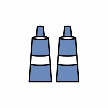 Boya tüplerinin simge vektörü - Koyu Mavi Biçim - basit bir çizim. Düzenlenebilir felç. Tasarım şablonu vektörü. Tasarım biçimi tasarımı. Vektör grafik illüstrasyonu