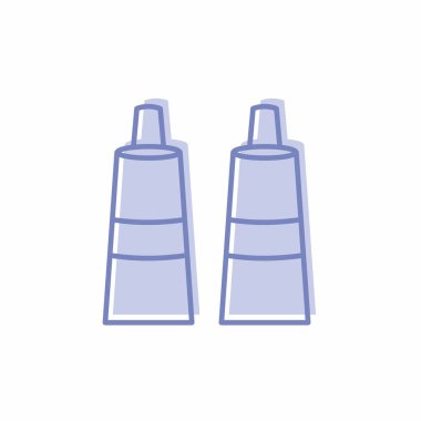 Boya tüplerinin simge vektörü - Mavi İkizler Biçimi - basit bir illüstrasyon. Düzenlenebilir felç. Tasarım şablonu vektörü. Tasarım biçimi tasarımı. Vektör grafik illüstrasyonu