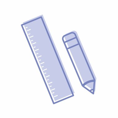 Kalem Cetvelinin Simge Vektörü - Mavi İkizler Biçimi - basit bir illüstrasyon. Düzenlenebilir felç. Tasarım şablonu vektörü. Tasarım biçimi tasarımı. Vektör grafik illüstrasyonu