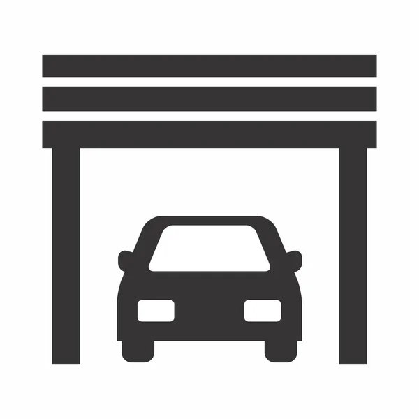 Garajdaki Arabanın Vektör Grafiği - Siyah Stil - basit bir çizim. Düzenlenebilir felç. Tasarım şablonu vektörü. Tasarım biçimi tasarımı. Vektör grafik illüstrasyonu