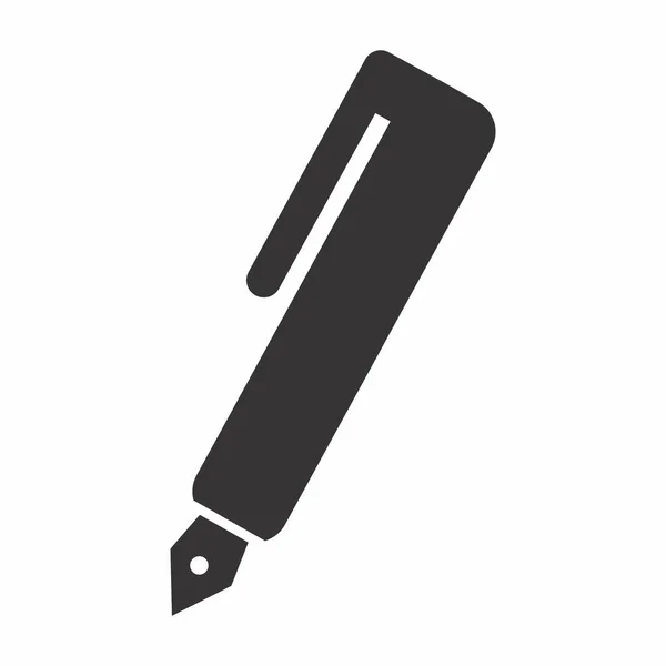 Icon Vector Fountain Pen Μαύρο Στυλ Απλή Απεικόνιση Επεξεργάσιμο Εγκεφαλικό — Διανυσματικό Αρχείο