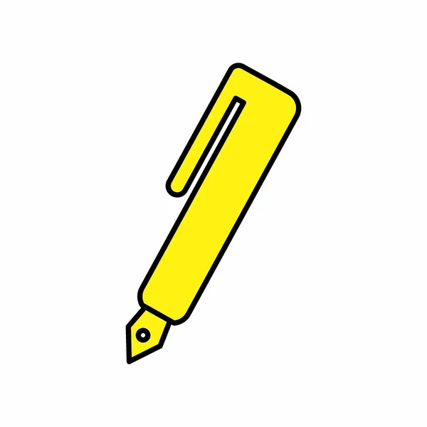 Icono Vector Pluma Estilográfica Amarillo Luna Estilo Ilustración Simple Derrame — Archivo Imágenes Vectoriales